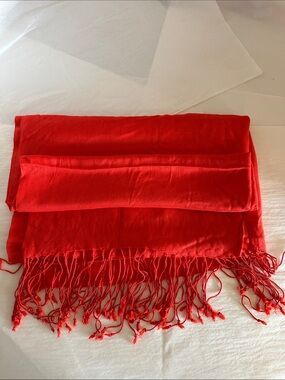 Pashmina- Bold Red - Wrap Scarf with Fringe-NWOT